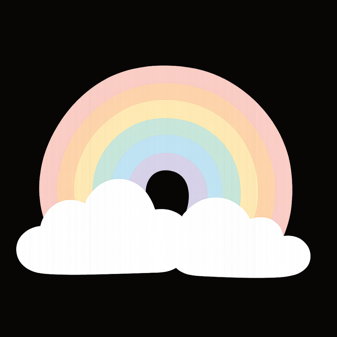Regenbogen pastell mit Wolke
