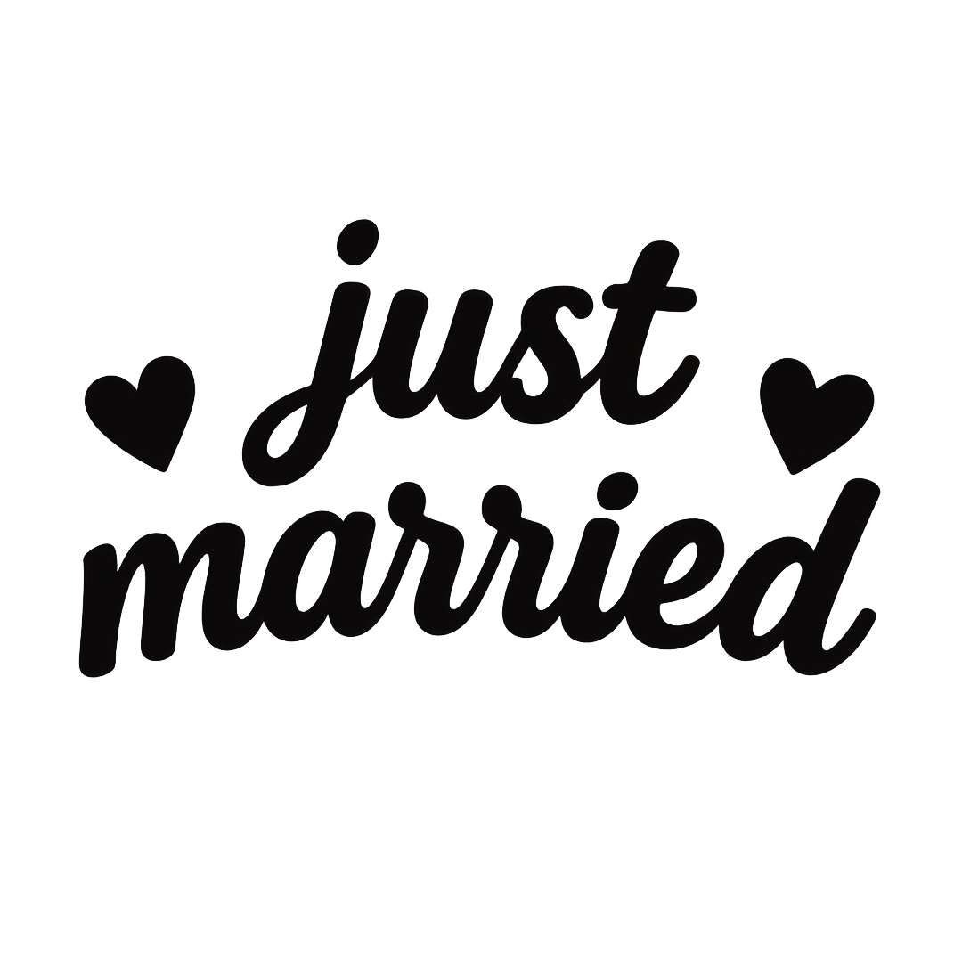 just married mit Herzen (schwarz)